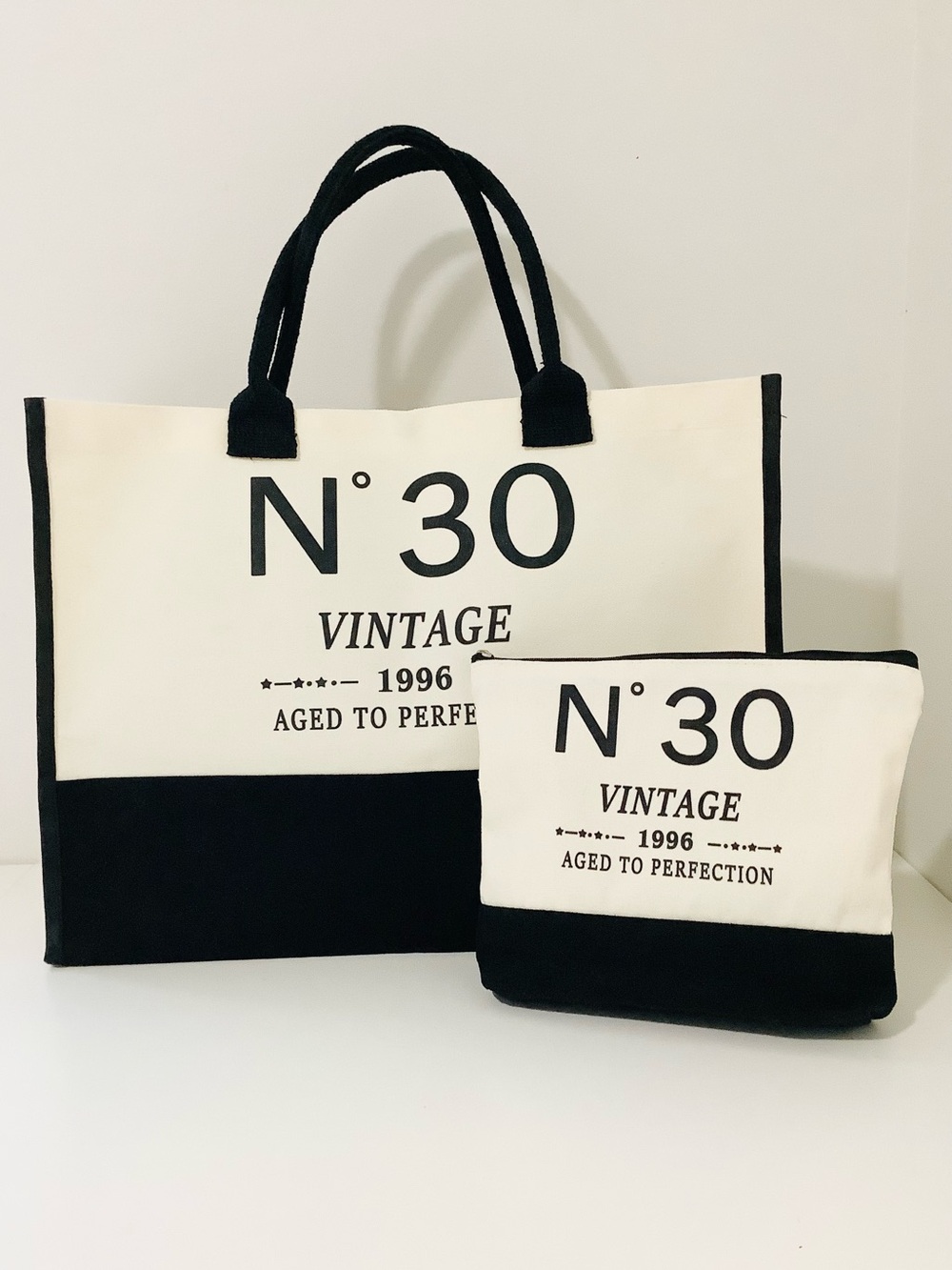 💝 3 For $50 , N°30 , 30th Birthday Celebration Canvas Gift Tote and Pouch Set